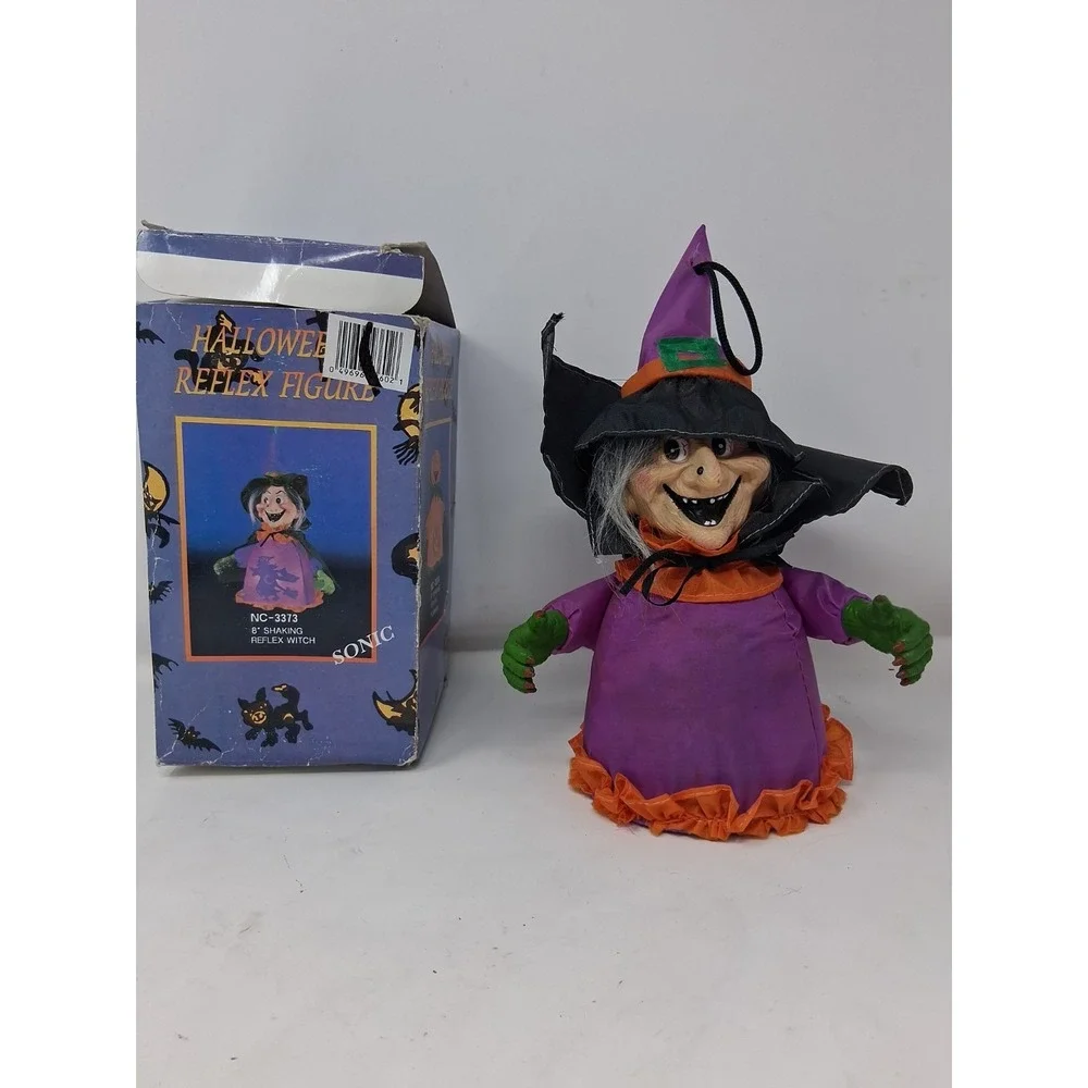 Vintage Animated Shaking Reflex Witch Haloween Prop Lights Up&Sounds No Twitch Z